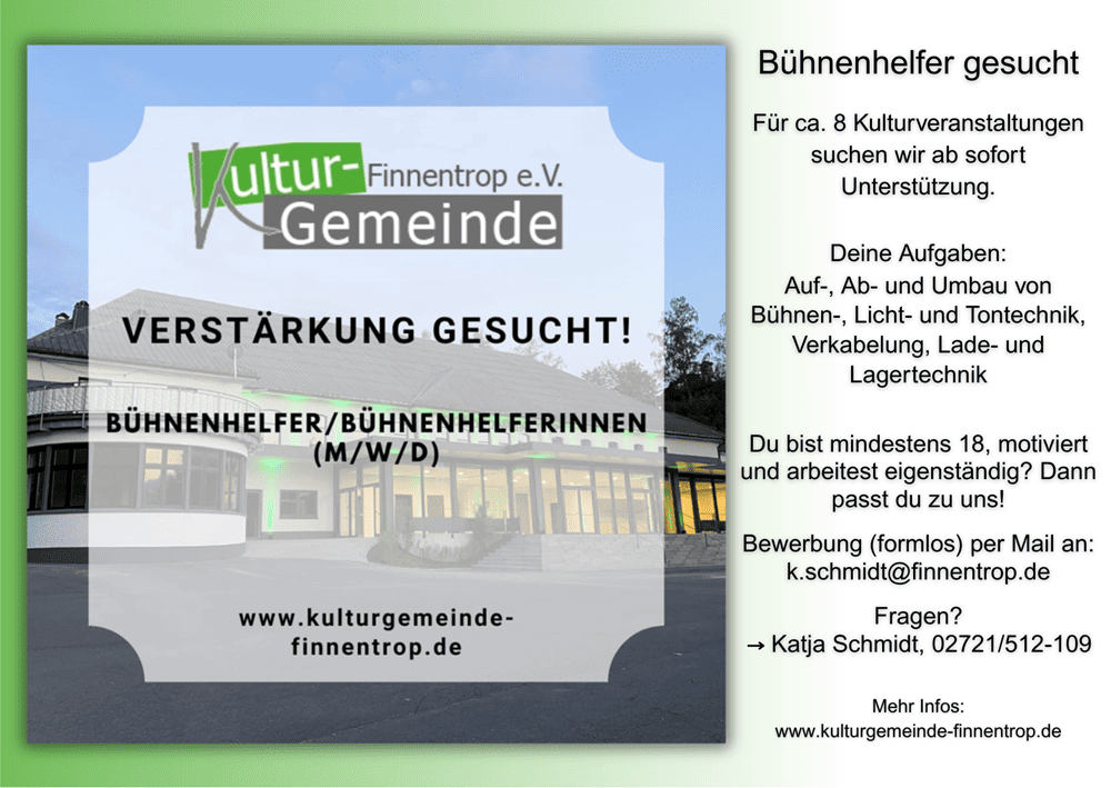 Buehnenhelfer gesucht